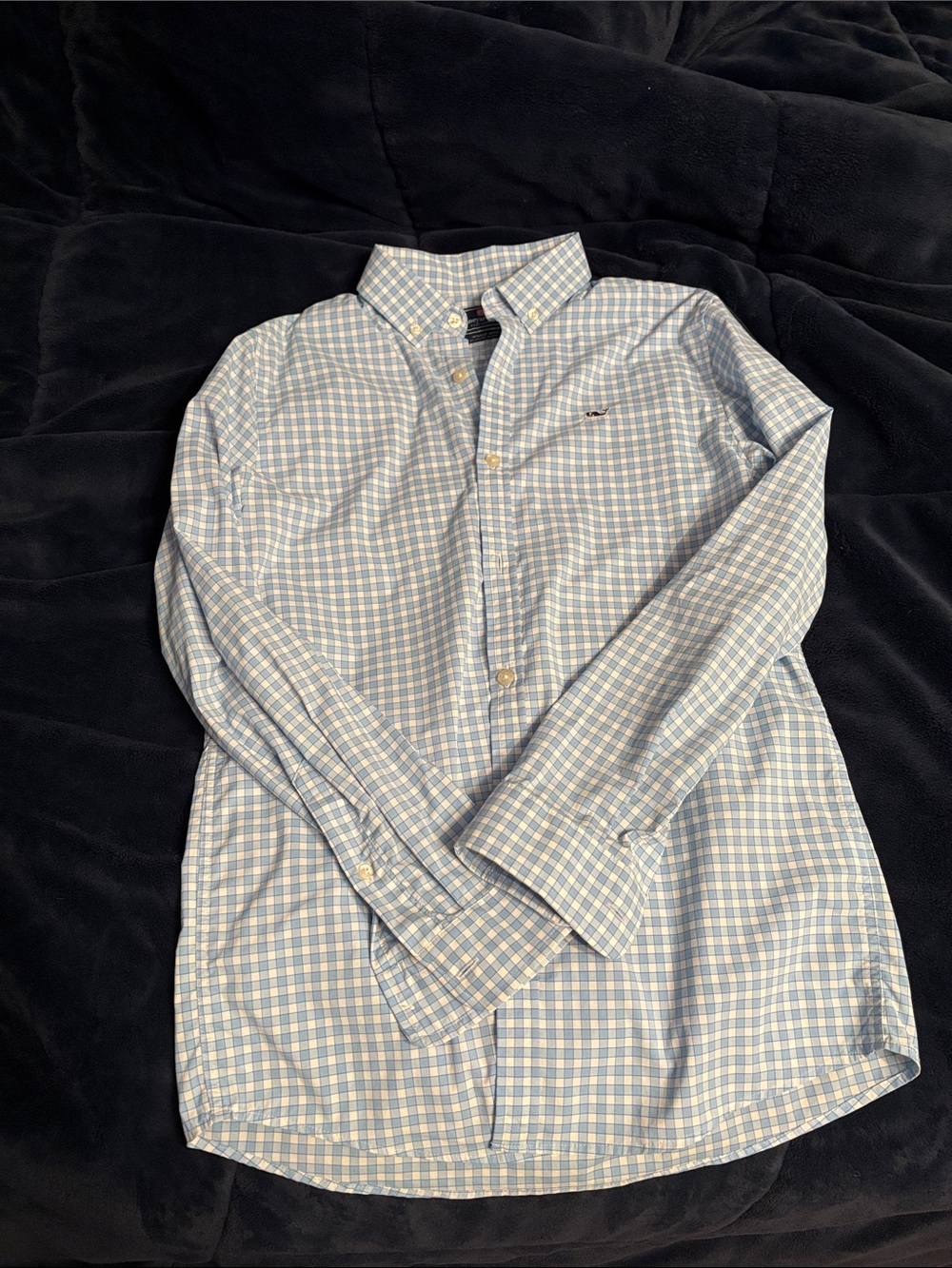 Boy's Light Blue Vineyard Vines performance Check Button-Down Shirt